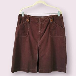 Vintage JANEVILLE Brown Corduroy Skirt Sz 10 Mini A Line Narrow Wale Stretch